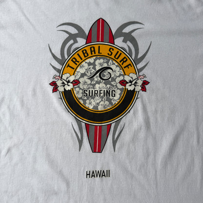 Tribal Surf Y2K Graphic T-Shirt Size L Mens White Tee                        -B15