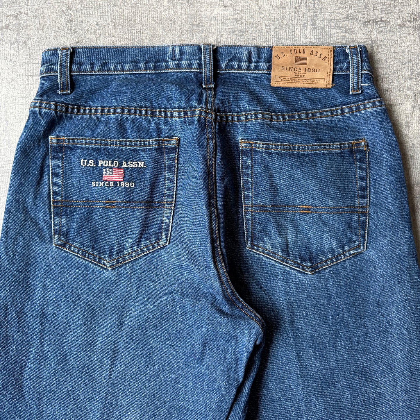 US Polo Assn Y2K Baggy Blue Jeans Size 32 Dark Blue Embroidered        -H14