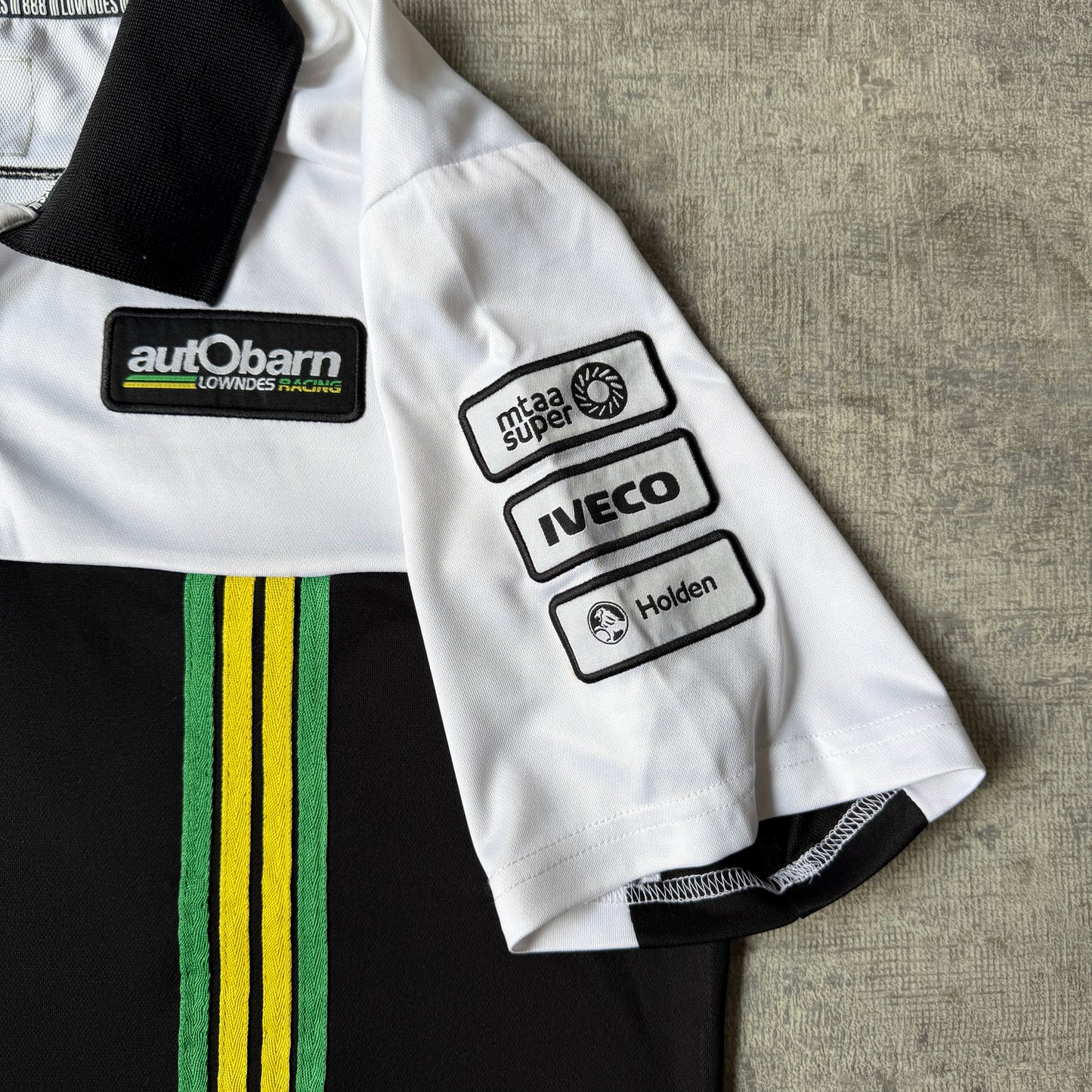 Holden Auto Barn Racing Polo Shirt Size M Mens Black White             -E36