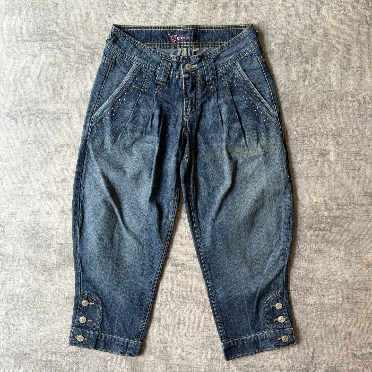 Bebe Y2K Denim Capris Size 25 Dark Blue 3/4 Pants             -B34