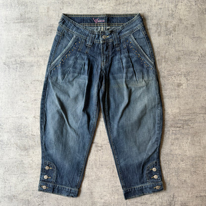 Bebe Y2K Denim Capris Size 25 Dark Blue 3/4 Pants             -B34