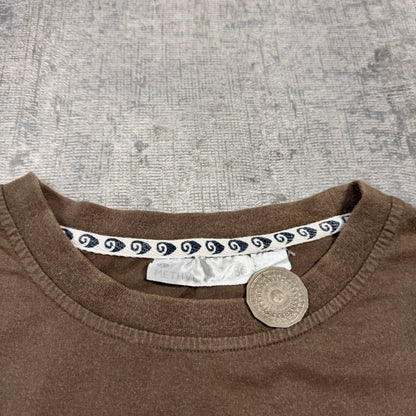 “Because You Didn’t come down in the last shower” Y2K Brown Tee Size L Mens              -I55