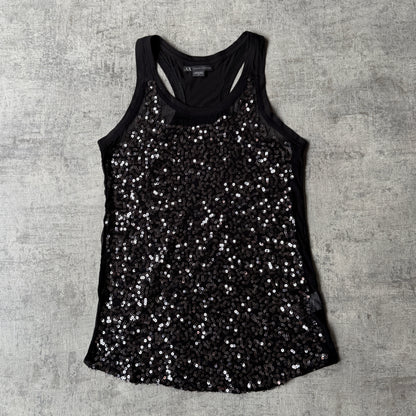 Armani Exchange Womens Y2K Black Sequin Tank Top Size S Womens           -B30