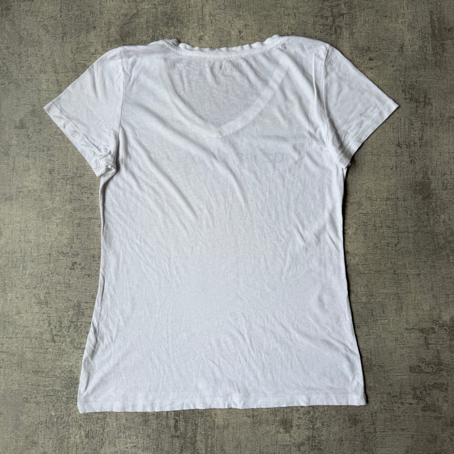 Calvin Klein Womens White Sparkle V Neck Top Size M Y2K        -G61