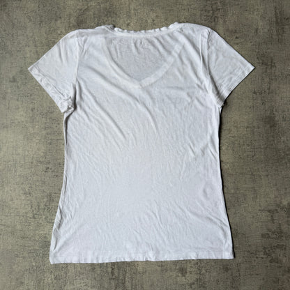 Calvin Klein Womens White Sparkle V Neck Top Size M Y2K        -G61