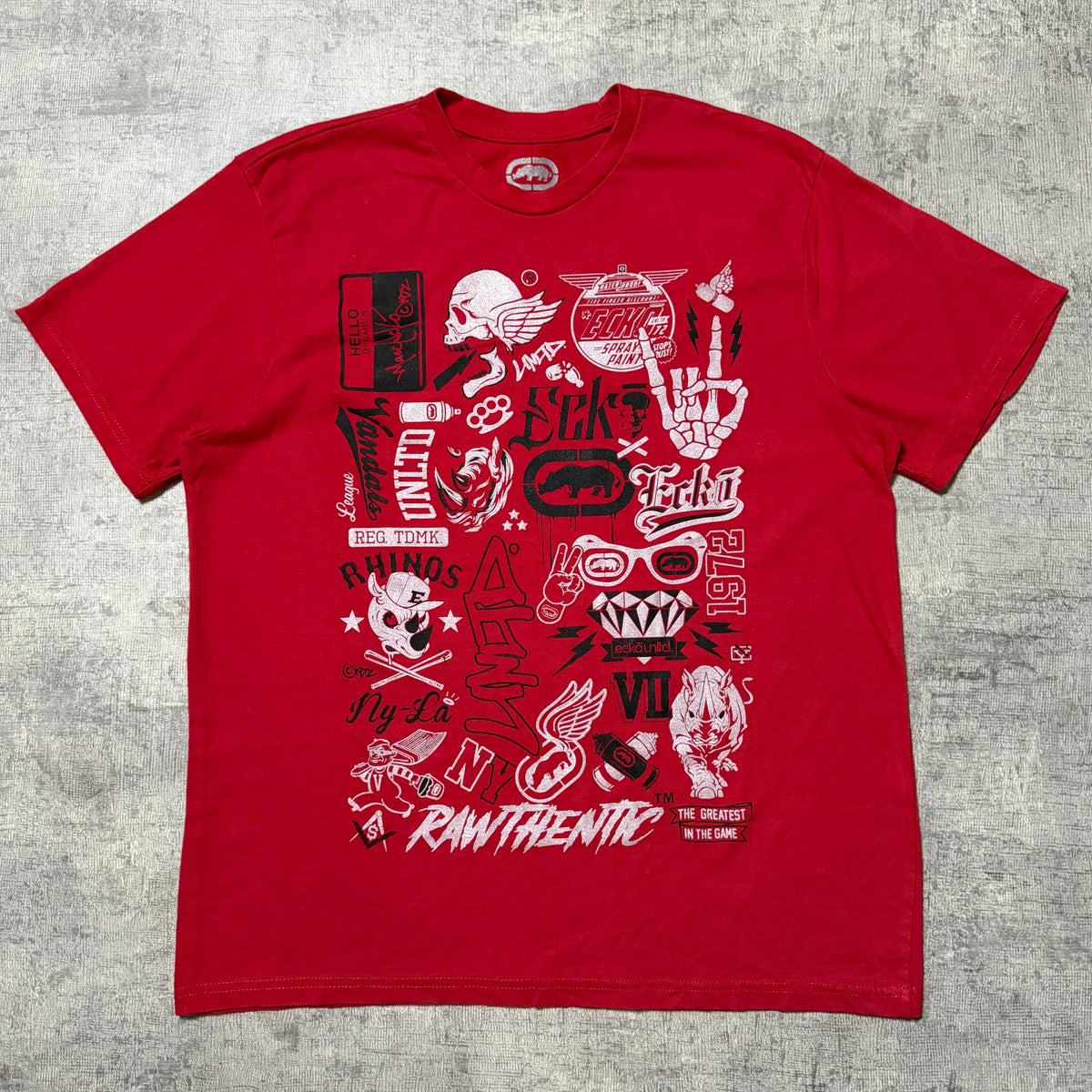 Ecko Unltd Red Y2K Graphic T-Shirt Size L Mens           -F50