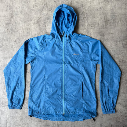 ASICS Womens Blue Windbreaker Zip Jacket Size M Hooded                 -E22