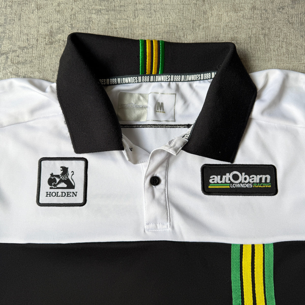 Holden Auto Barn Racing Polo Shirt Size M Mens Black White             -E36