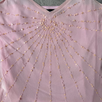 Tightrope Y2K Pink Sequin Cami Top Size 8 Womens            -C48