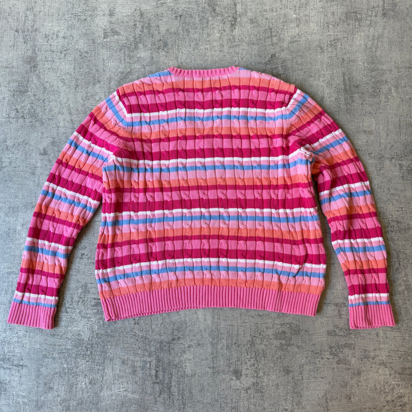 Chaps Ralph Lauren Womens Pastel Cable Knit Sweater Size XL               -E32