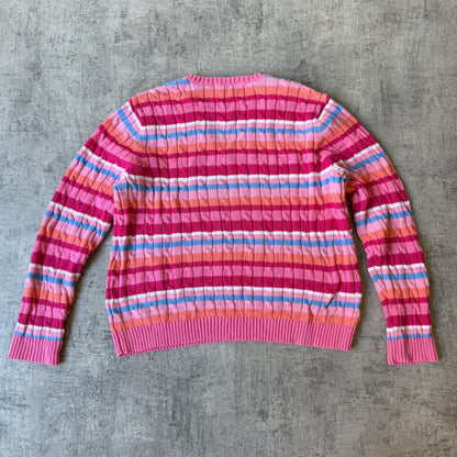 Chaps Ralph Lauren Womens Pastel Cable Knit Sweater Size XL               -E32
