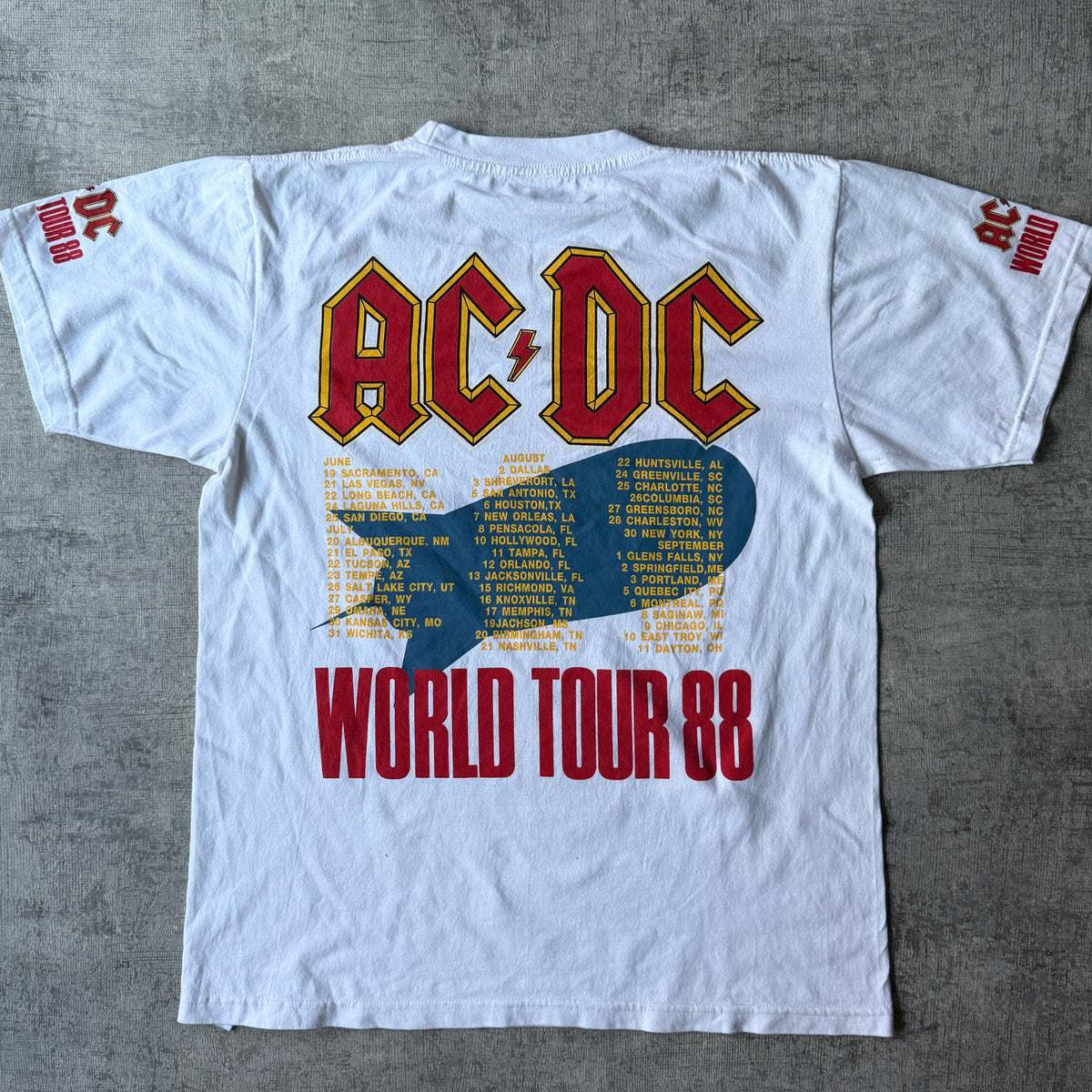 ACDC World Tour 1988 Reprint T-Shirt Size L Mens Double Side Graphic          -D51
