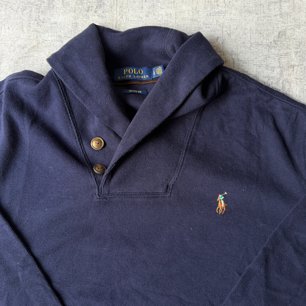 Polo Ralph Lauren Mens Sweater Size L Mens Navy Shawl Collar               -D28