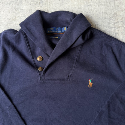 Polo Ralph Lauren Mens Sweater Size L Mens Navy Shawl Collar               -D28