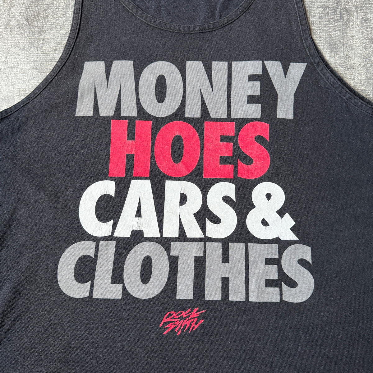 Money Hoes Cars & Clothes Y2K Singlet Size M Mens Rock Smith          -G35