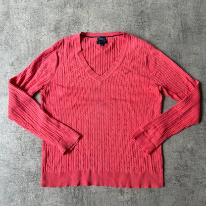 Tommy Hilfiger Womens Pink Cable Knit Sweater Size XL Womens          -C16