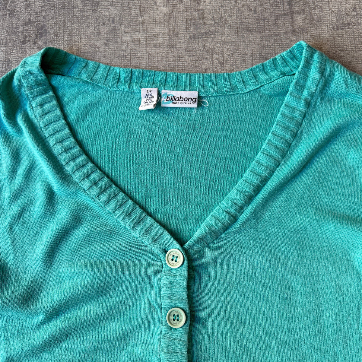 Billabong Womens Y2K Blue Jumper Size 12 V-Neck Script Logo                -C63