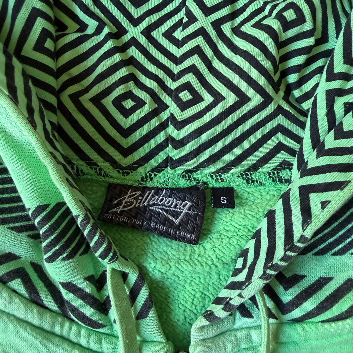 Billabong Y2K Green Graphic Zip Hoodie Size S Mens     -A8