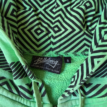 Billabong Y2K Green Graphic Zip Hoodie Size S Mens     -A8