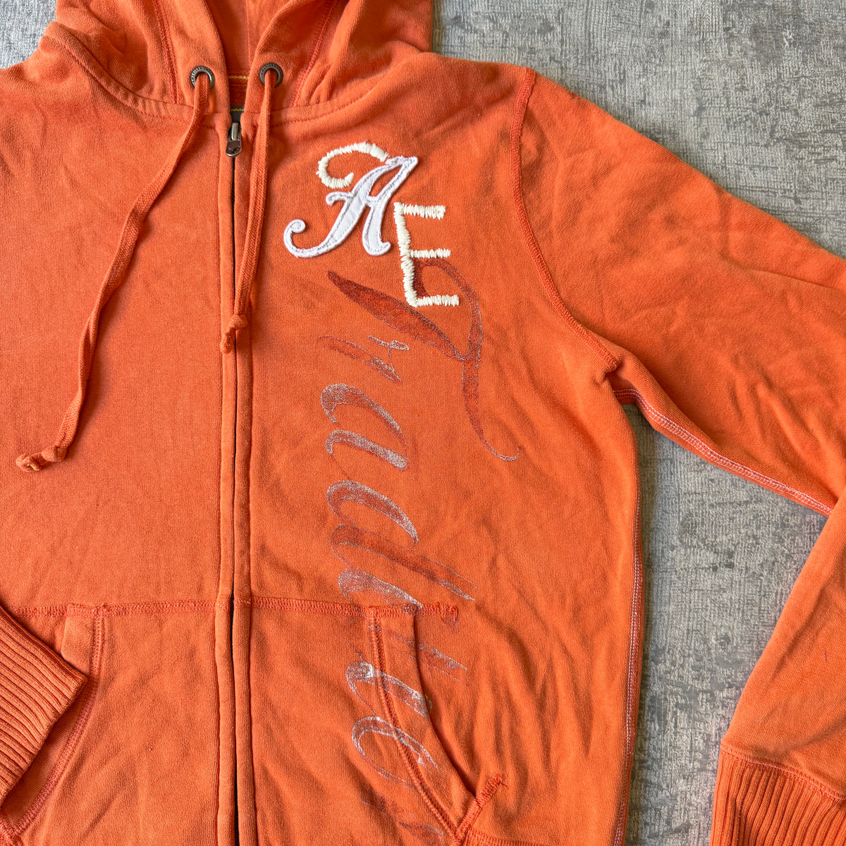 American Eagle Y2K Zip HoodieSize M Mens Orange Jumper    -A10