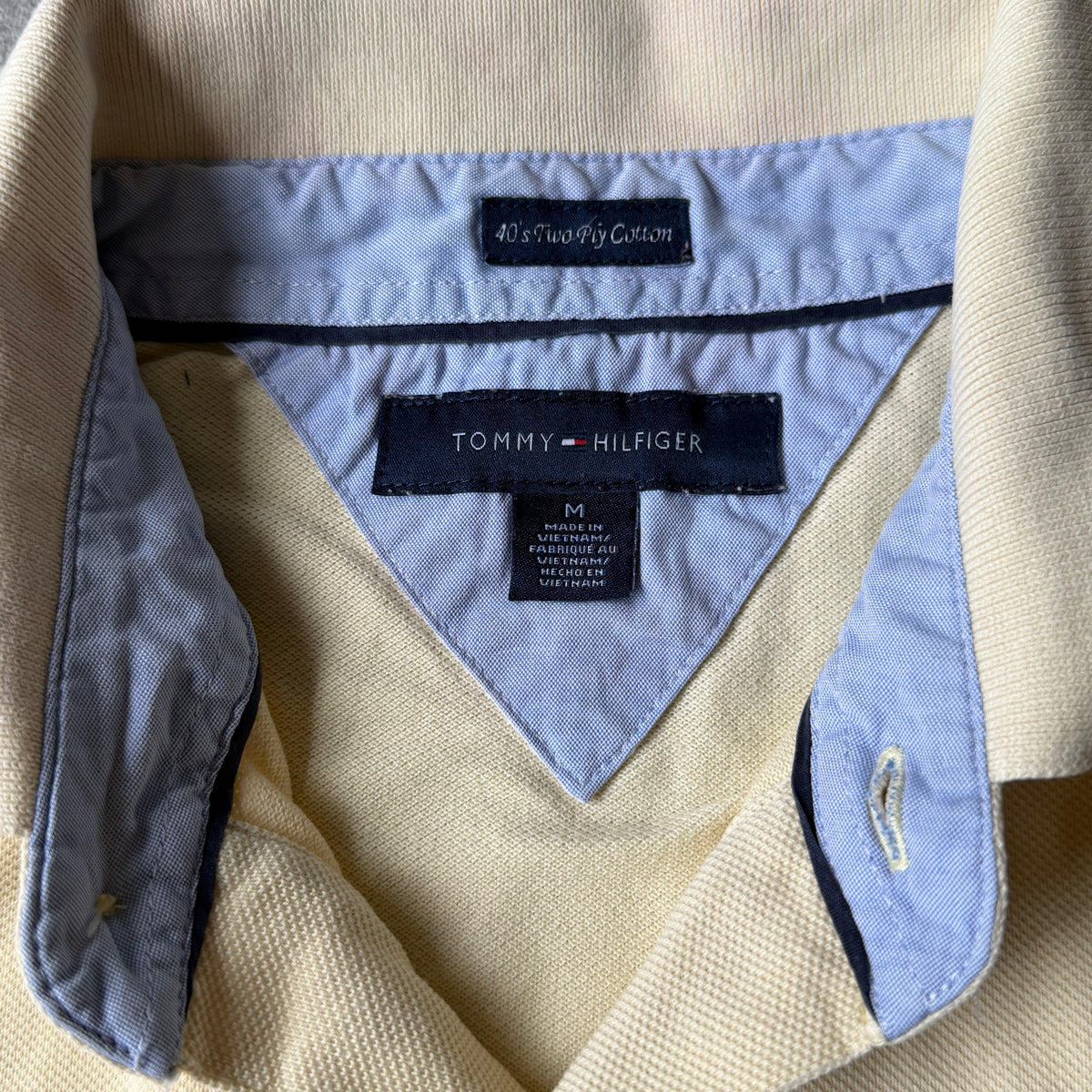 Tommy Hilfiger Pastel Yellow Polo Shirt Size M Mens Y2K             -E37