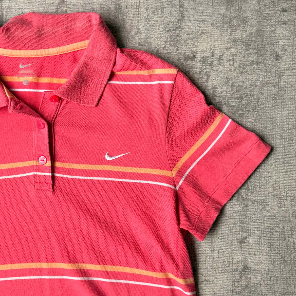 Nike Womens Y2K Polo Shirt Size XL Slim Fit Pink Striped Golf Top        -A29