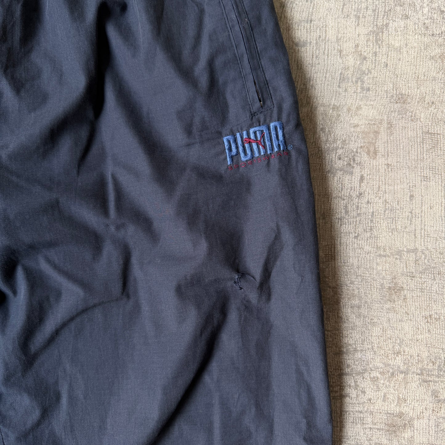Puma Mens Y2K Track Pants Size L Navy Blue Embroidered Logo             -C6