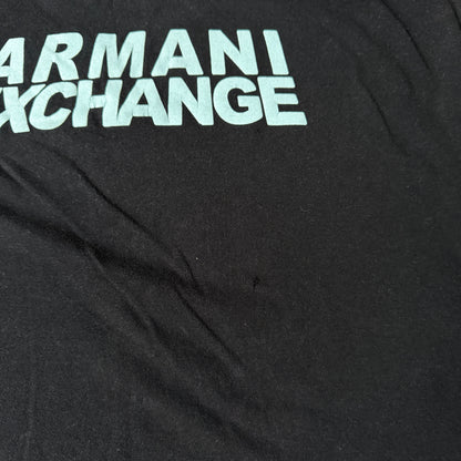 Armani Exchange Y2K Graphic T Shirt Size XL Mens Black Blue Tee            -G50