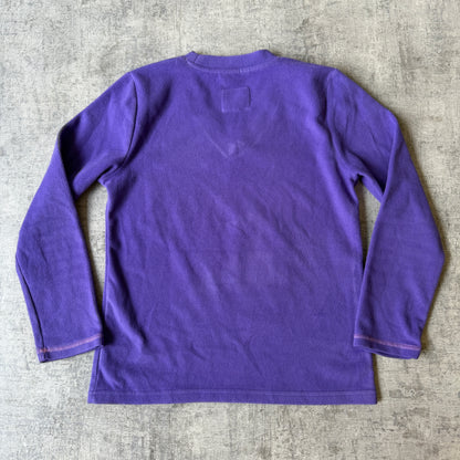Let It Snow Vintage Womens Purple Fleece V-neck Sweater Size 8/10                  -E29