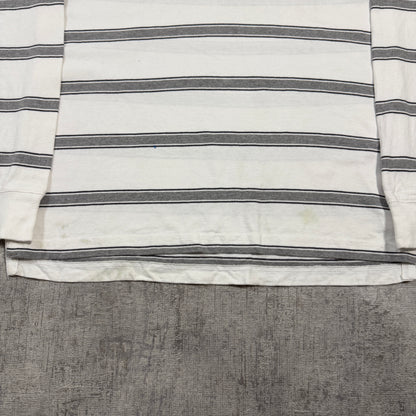 Tommy Hilfiger Crest Logo Long Sleeve Polo Shirt Size S Mens White/ Grey                        -I66