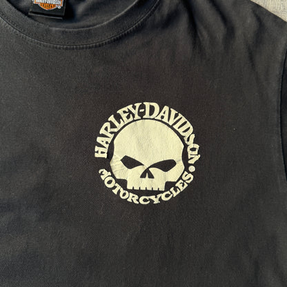 Harley Davidson Black Y2K Skull Graphic T-Shirt Size L Mens Tee                   -D63