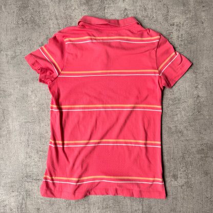 Nike Womens Y2K Polo Shirt Size XL Slim Fit Pink Striped Golf Top        -A29