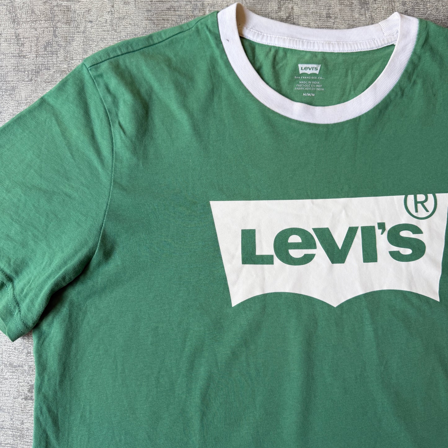 Levi’s Ringer T-Shirt Size M Mens Green White Y2K Tee       -H50