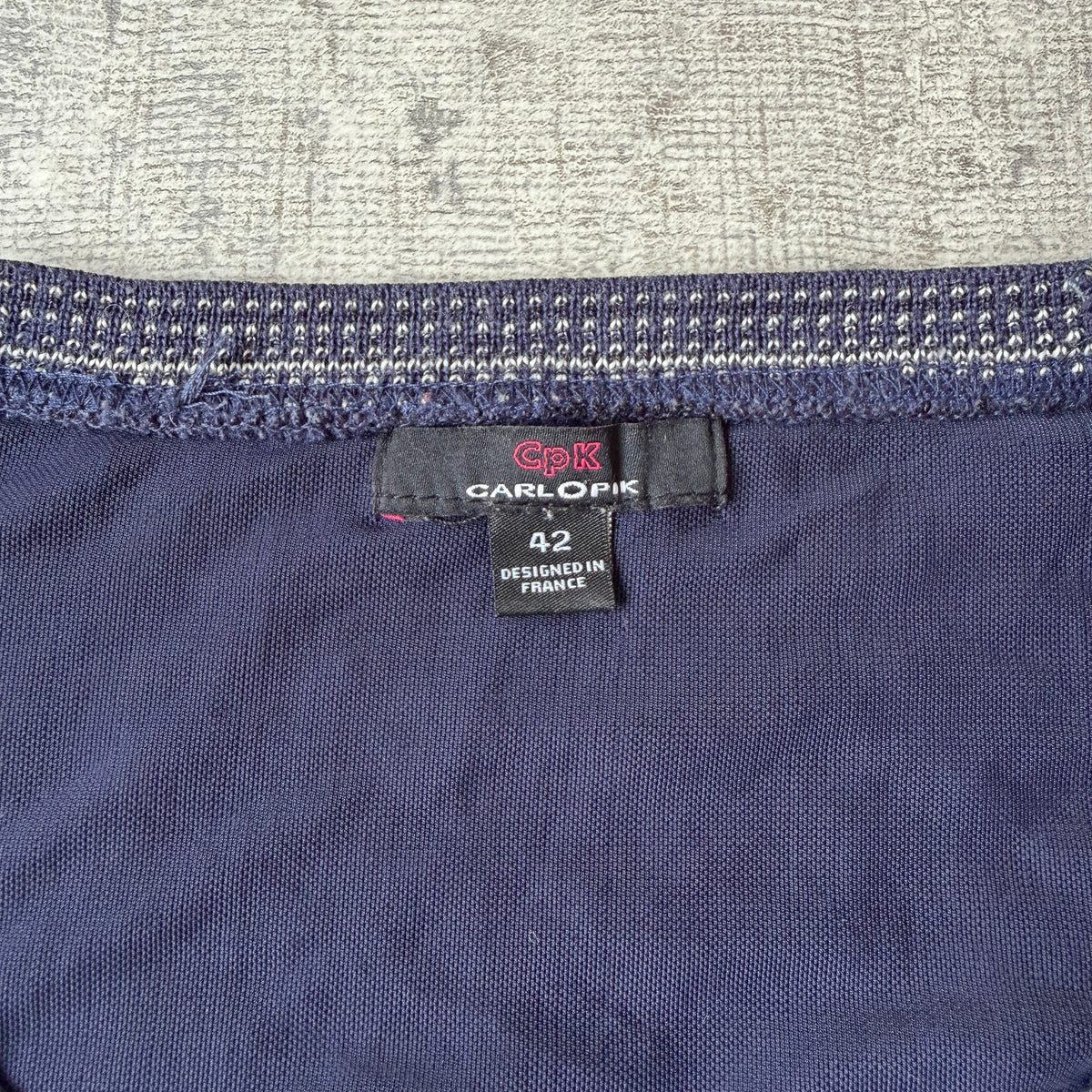Carlopik Womens Navy Y2K Embroidered Long Sleeve Top Size 42 Fits S-M           -H55