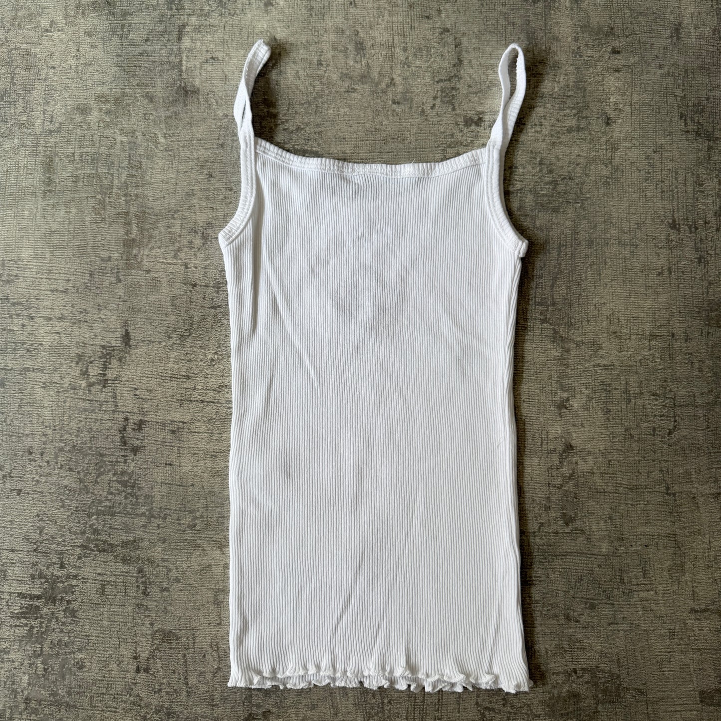 Tajura Womens Y2K Ribbed White Tank Top Size XS Flower Print          -D45