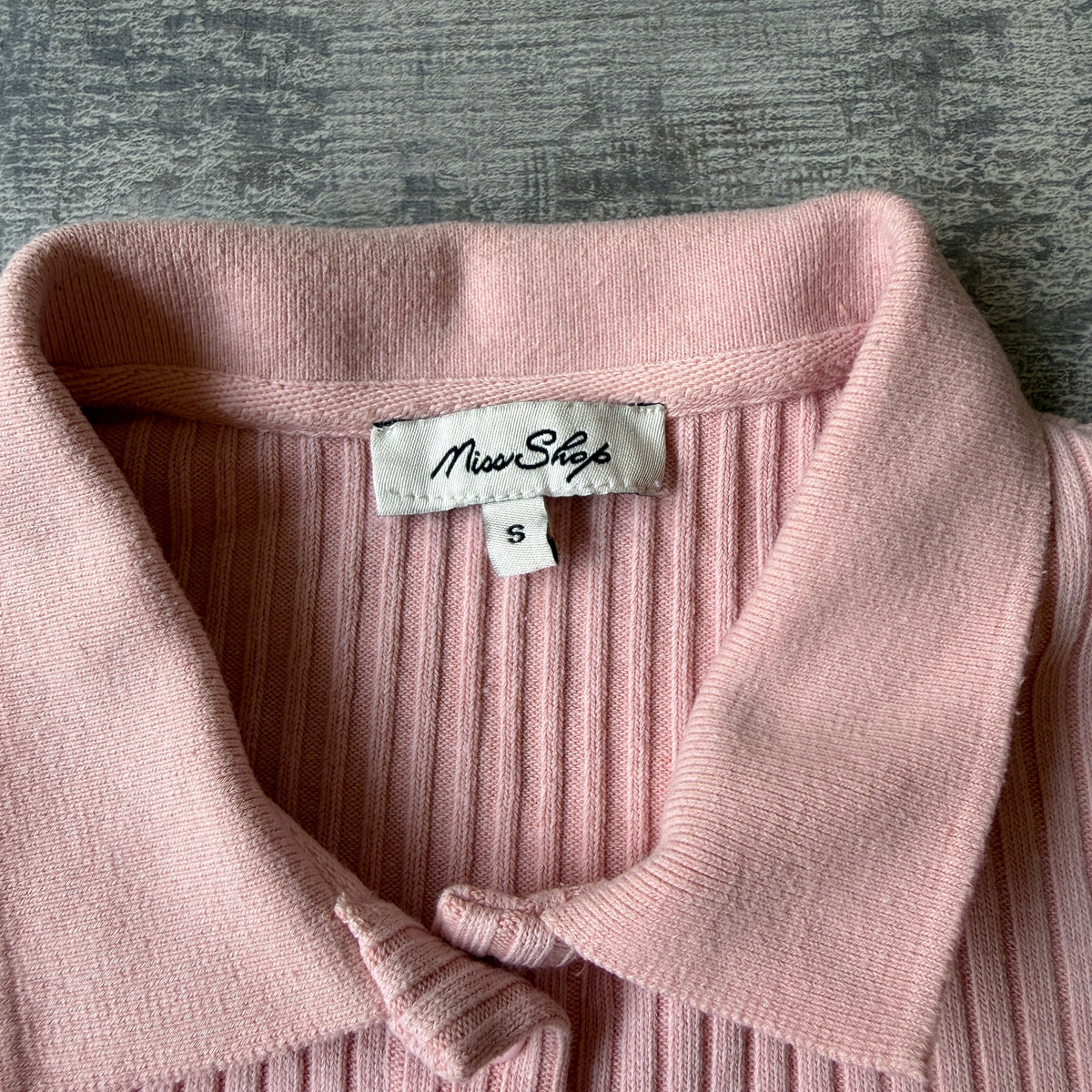 Miss Shop Y2K Womens Pink Ribbed Polo Shirt Size S            -H65