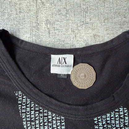 Armani Exchange Y2K Graphic T Shirt Size XL Mens Black Blue Tee            -G50