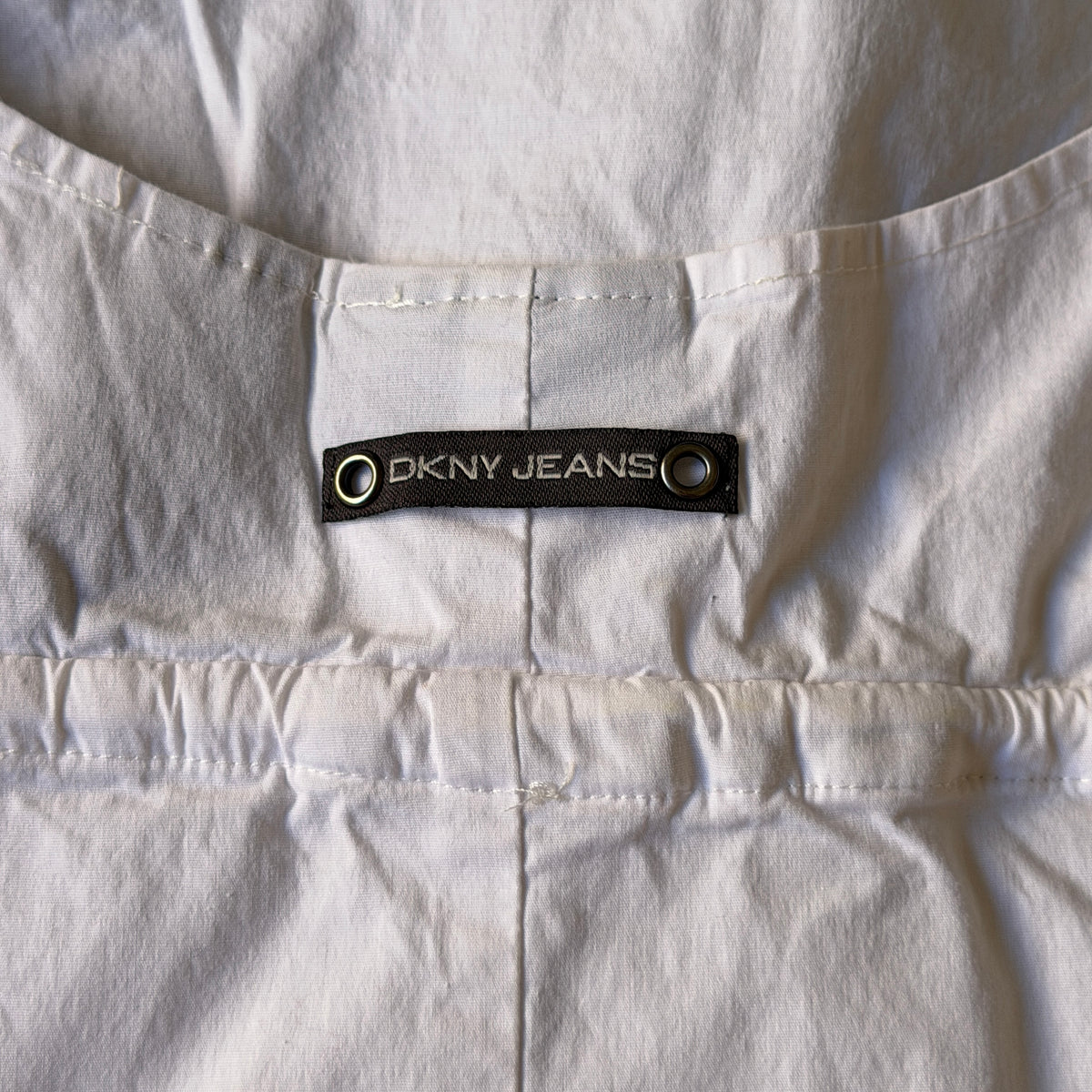 DKNY White Cami Top Longline Y2K Tie Waist Size S Womens          -D48