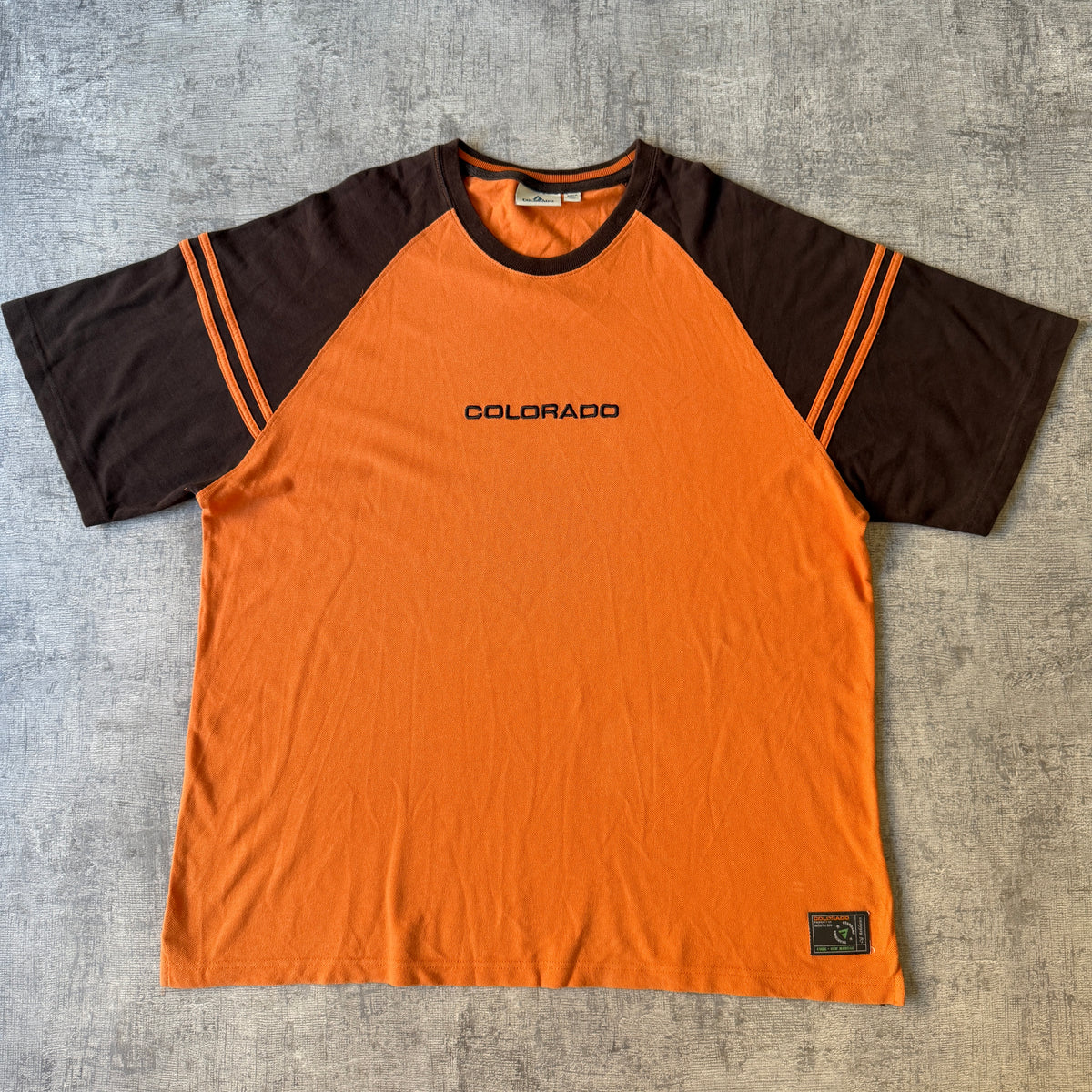 Colorado Mens Y2K Orange Two Tone T-Shirt Size XXL Boxy Fit                   -D64