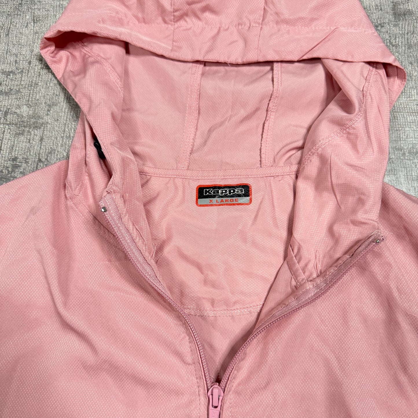 Kappa Y2K Womens Pastel Pink Hooded Track Jacket Size XL                -D25