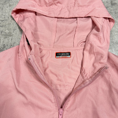 Kappa Y2K Womens Pastel Pink Hooded Track Jacket Size XL                -D25