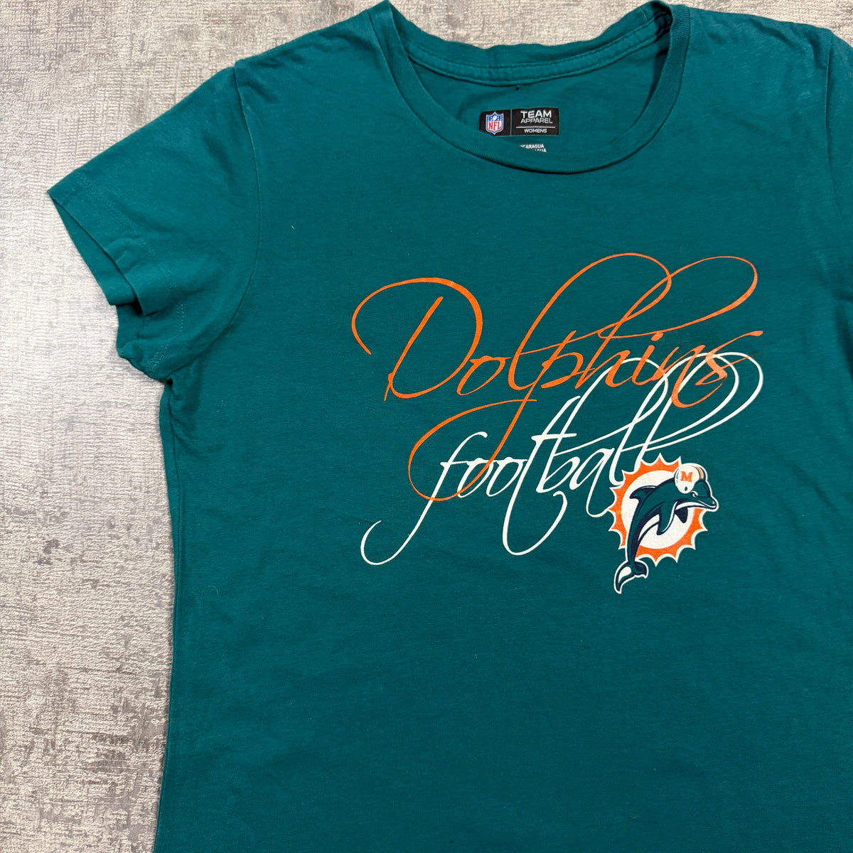 Miami Dolphins NFL Womens Teal Fitted Graphic Top Size S                -I44