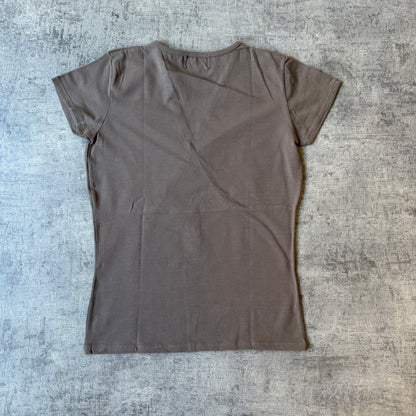 City Road Womens Vintage Brown V-Neck Top Size S Womens              -E62