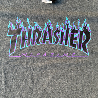 Vintage Thrasher Skate Tee Size L Mens Grey Graphic T-Shirt             -D58