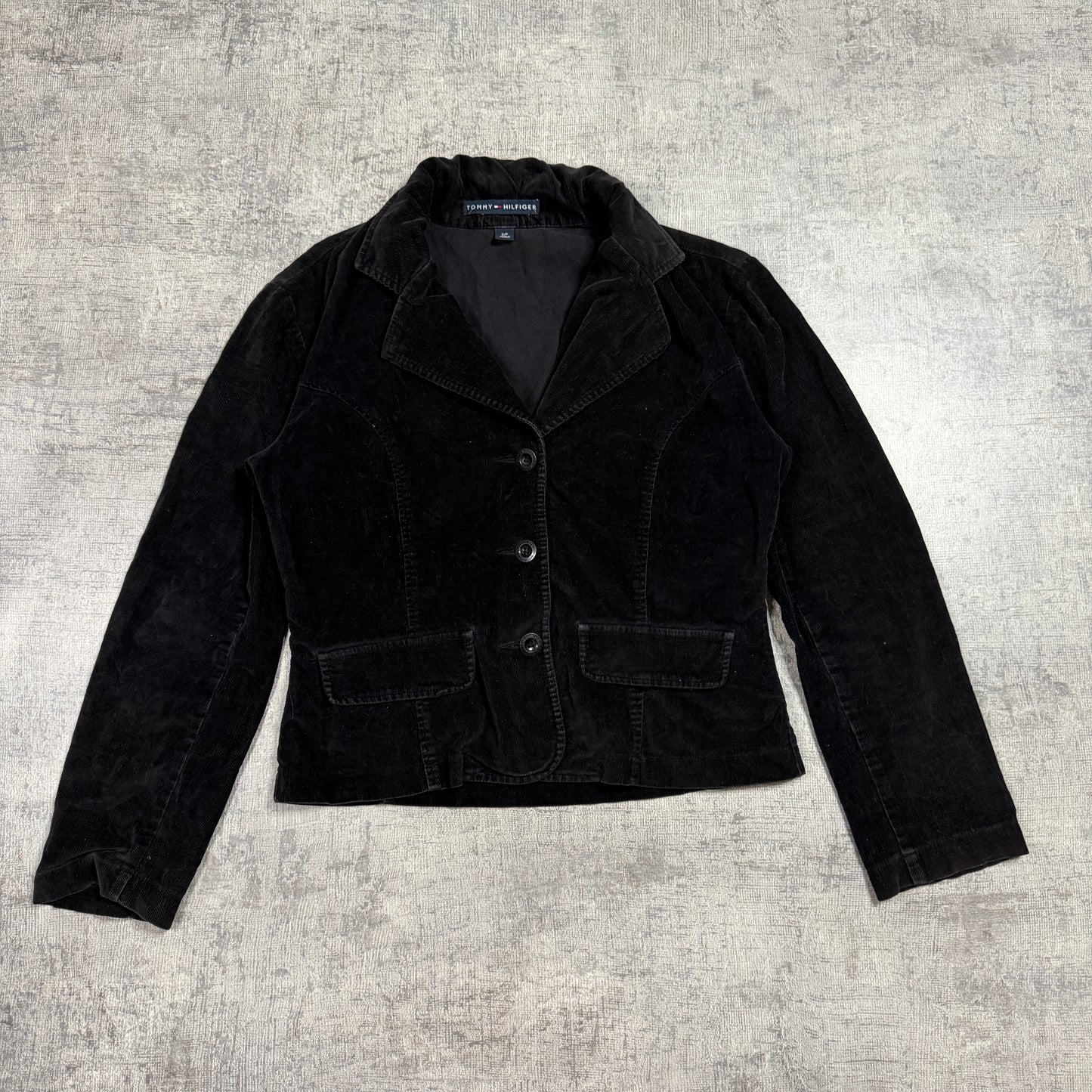 Tommy Hilfiger Womens Corduroy Blazer Jacket Size S Womens Black Coat                -D22