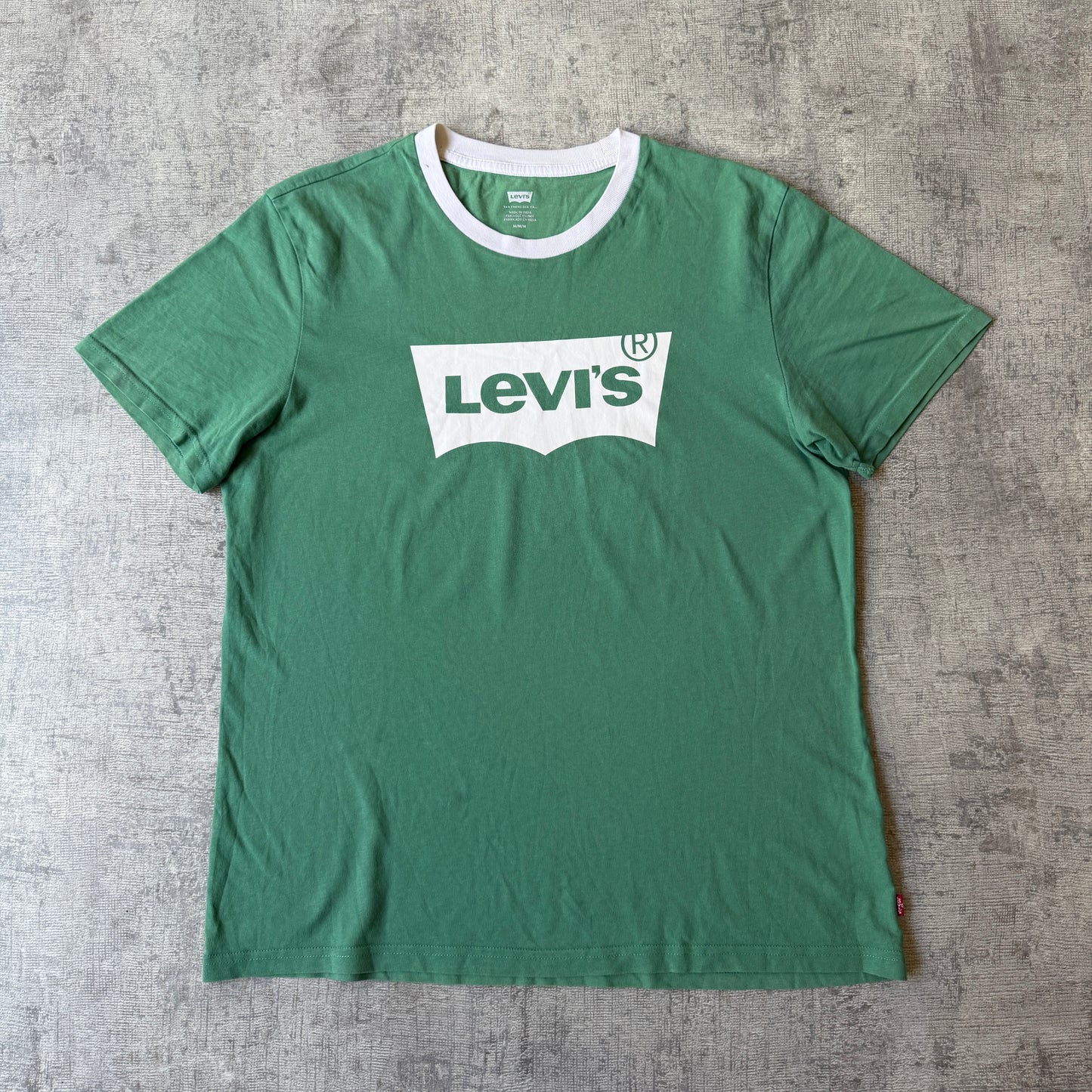 Levi’s Ringer T-Shirt Size M Mens Green White Y2K Tee       -H50
