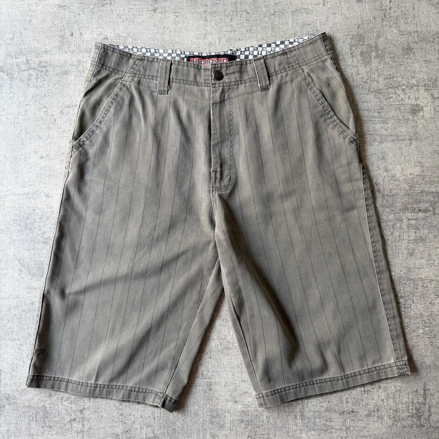 Billiongroup Y2K Baggy Grey Cargo Shorts Size M/32 Pinstripe             -B56