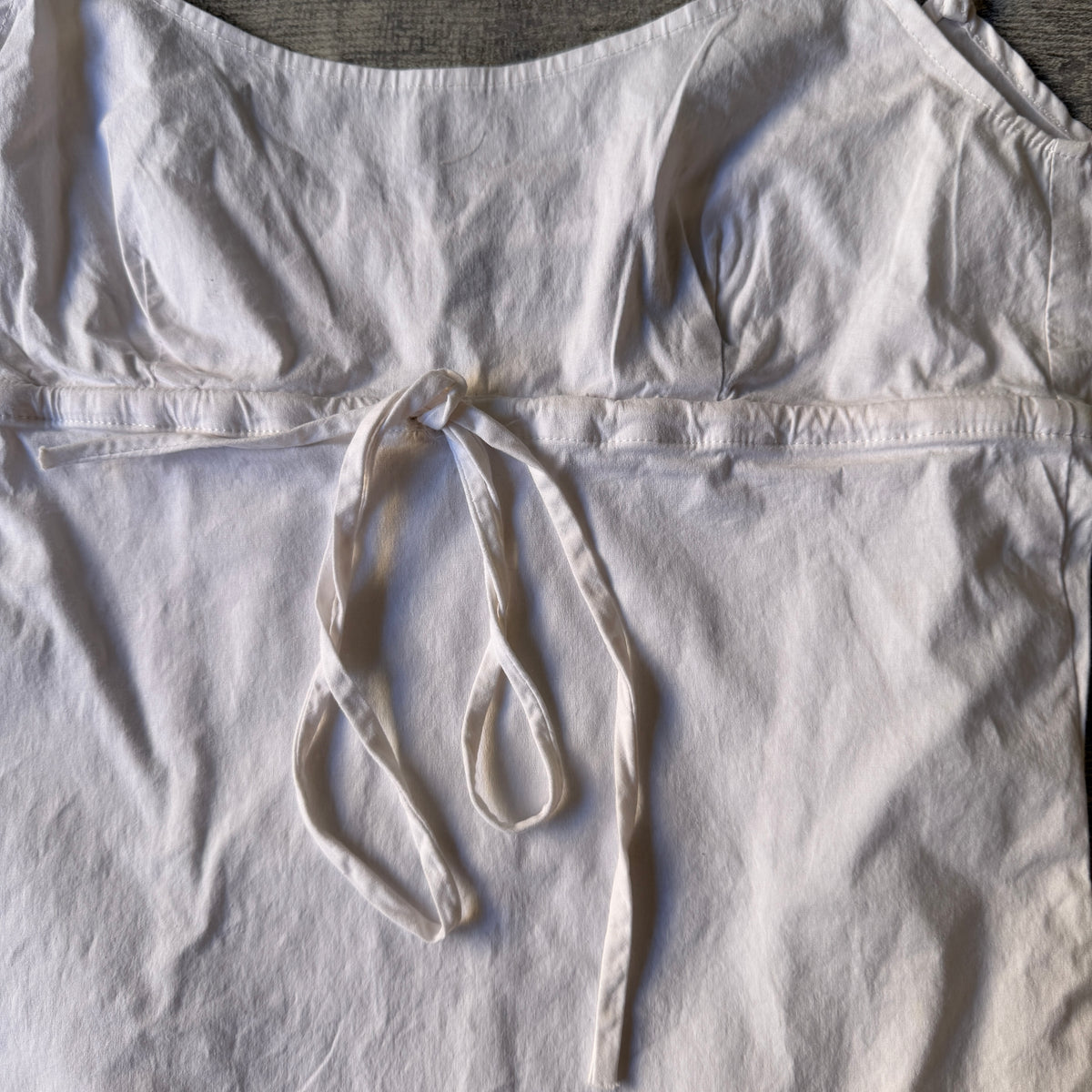 DKNY White Cami Top Longline Y2K Tie Waist Size S Womens          -D48