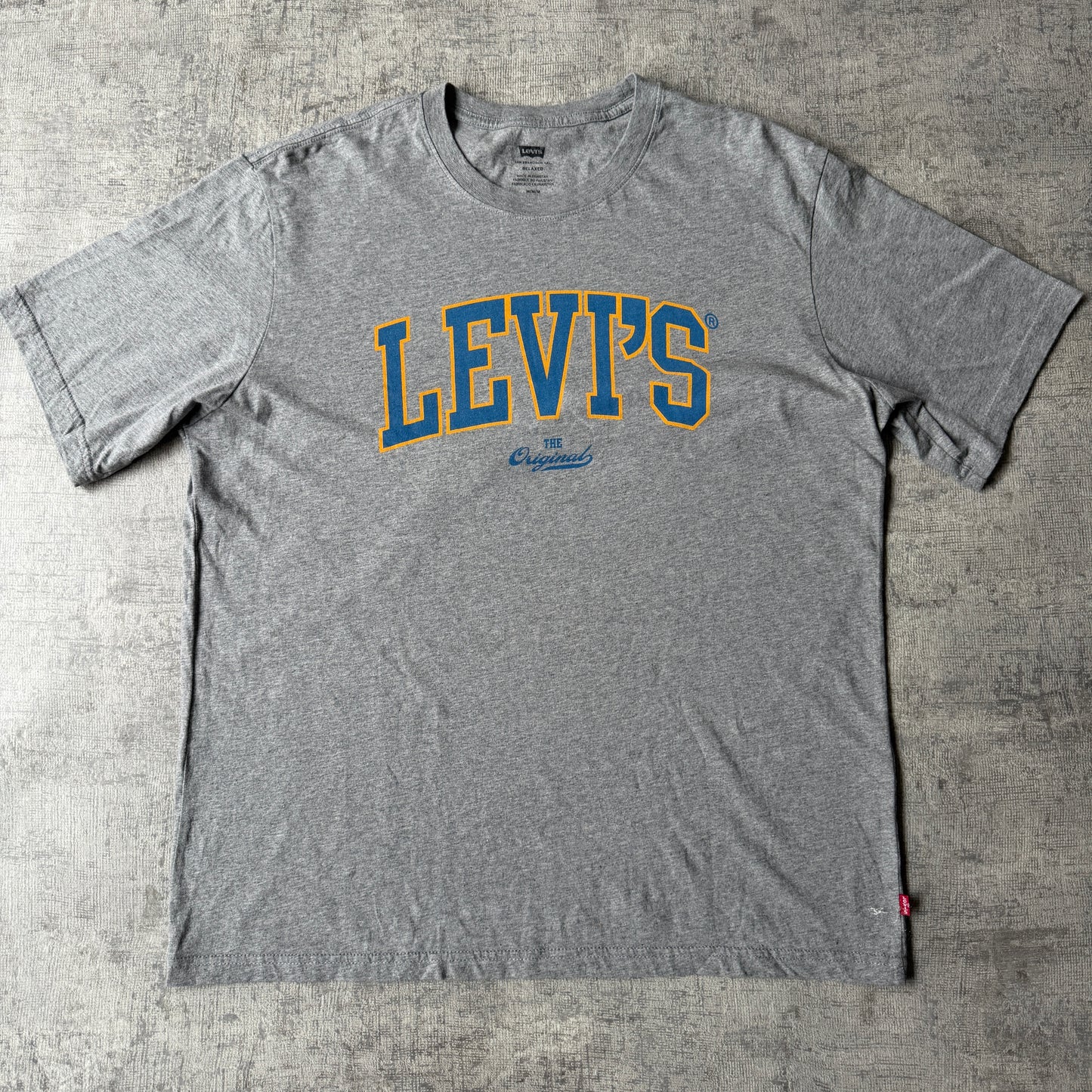 Levi’s Grey Graphic T-Shirt Size M Mens Blue Arch Logo Top                       -E42