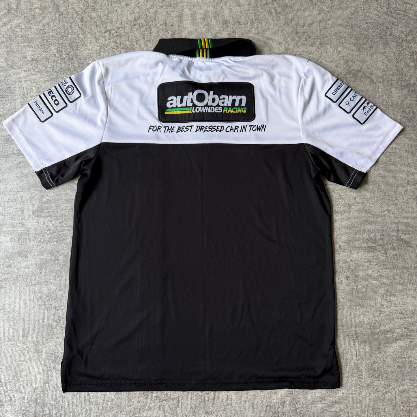 Holden Auto Barn Racing Polo Shirt Size M Mens Black White             -E36